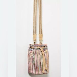 NWOT Anthropologie Claramonte Baby Angelo Drawstring Multi Gold Hobo Bucket Bag